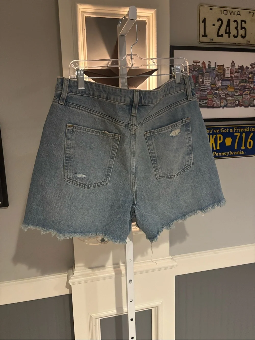 Fashion Nova High Rise Distressed Light Wash Denim Cutoff Shorts Size 13
